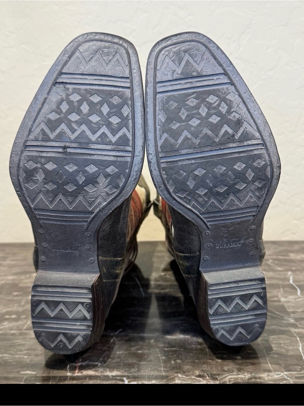 Durango Black, White & Red Distressed Leather Western Ankle Boots - Picture 6 of 6